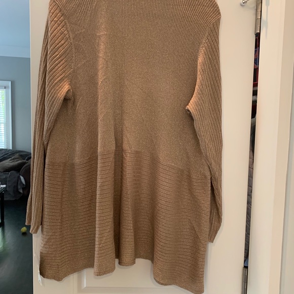 JM Collection gold shimmer shawl collar sweater 3X - Picture 4 of 5